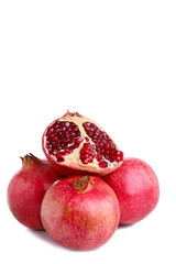 Ripe pomegranates isolated on a white background