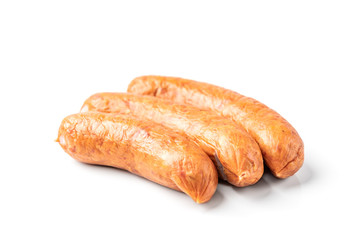 Smoked sausage isolated on white background.