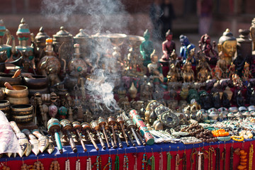 Souvenir table in Kathmandu, Nepal