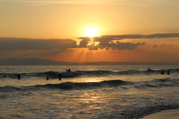 sunset and the beach