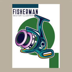 Fishing club vintage logo design, emblem of the trout fishermen, grange print stamps, fisher typography emblem, Vector