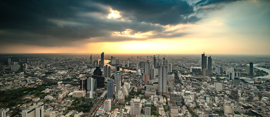 Panorama Bangkok City Skyline at Night.