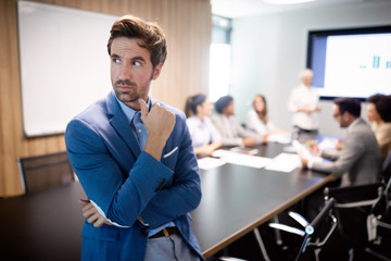 Entrepreneurs and business people conference in modern meeting room