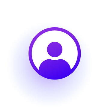 Purple User Icon In The Circle. A Solid Gradient.