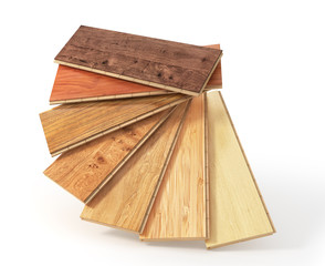 Floorboard with different texture coating. 3d illustration