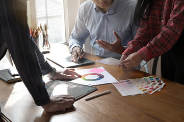 Team Designer graphic creative creativity work tablet designing design computer artist coloring...