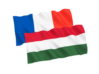 Flags of France and Hungary on a white background