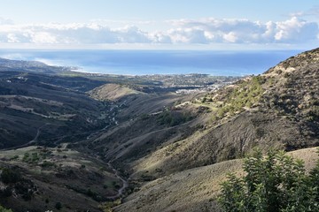 Fototapeta na wymiar Mediterranean Sea Panorama from Mountains, Paphos, Cyprus