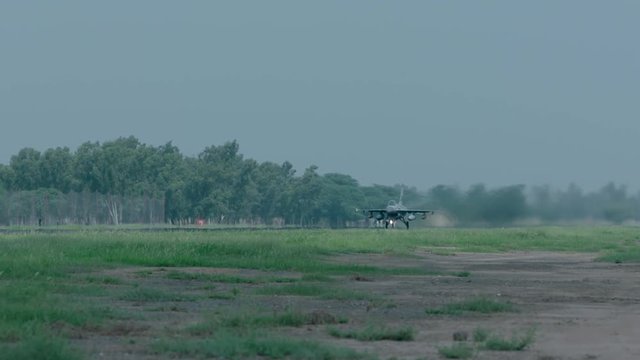 F 16 Jet take off in slow motion.