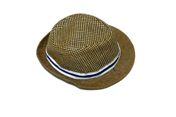 Brown summer straw hat on white isolated background 
