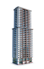 Modern residential building. 3d illustration