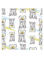 Seamless pattern with blue retro doors