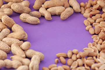 peanuts on a purple background