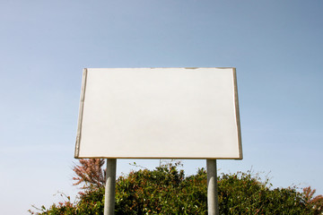 Street blank advertising billboard display, announcement table. Advertising agencies. Billboard with copy space for your text message or content, outdoor advertising mock up, public information board.