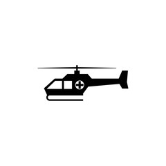 Medical helicopter monochrome icon with EPS 10 - jpeg format, simple and trendy flat style isolated on white background. Chopper illustration. - Vector