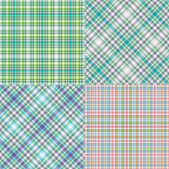 Set abstract diagonal striped and checkered seamless patterns.