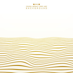Abstract golden stripe line wavy ocean pattern background.