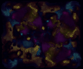 Watery effect abstract watercolor or ink painting on grunge paper texture.