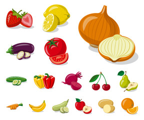Vector design of vegetable and fruit sign. Collection of vegetable and vegetarian stock vector illustration.