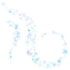 Falling down snow confetti, snowflake vector border. Festive winter, Christmas, New Year sale background. Cold weather, winter storm, scatter texture. Hipster snowfall falling snowflakes cool confetti