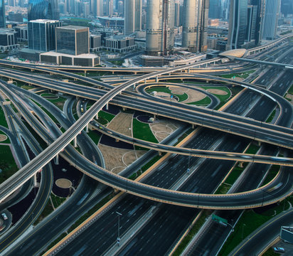 Detail of highway crossroad in Dubai.