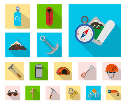 Vector illustration of mountaineering and peak icon. Collection of mountaineering and camp stock symbol for web.