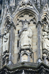 Fototapeta na wymiar Reims, France. The Cathedral of Our Lady (Cathedrale Notre Dame), a major High Gothic building and landmark in the French city of Reims