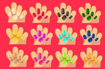 Nails in 12 different colors