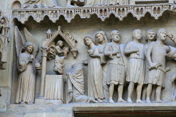 Reims, France. The Cathedral of Our Lady (Cathedrale Notre Dame), a major High Gothic building and landmark in the French city of Reims