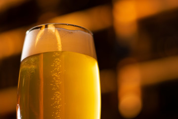 a glass of craft beer lager