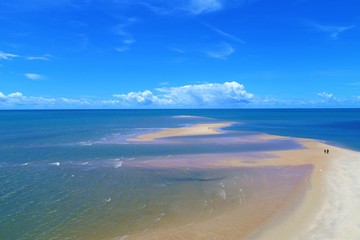 Corumbau, Bahia, Brazil: Aerial view of a beautiful sand's bank. Fantastic landscape. Great beach view