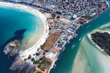 Cabo Frio, Brazil: Aerial view of a paradise beach with crystal water. Fantastic landscape. Great...
