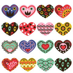 set of isolated vintage hearts  - vector illustration, eps