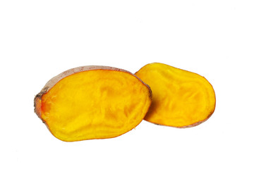 Gelbe Beete , halbiert auf weißem Hintergrund