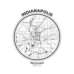 T-shirt map badge of Indianapolis, Indiana