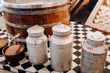 The wooden ancient press on a craft market