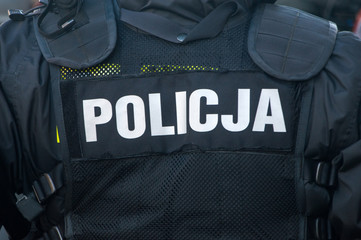 Policja inscription (Policja means Police in Polish language).