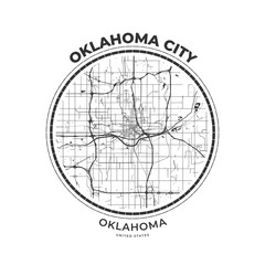 T-shirt map badge of Oklahoma City, Oklahoma