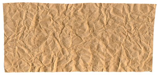 Ready frame for design, texture of crumpled craft paper, dark beige abstract background.