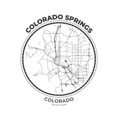 T-shirt map badge of Colorado Springs, Colorado