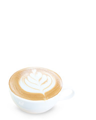 Hot coffee in a glass with beautiful patterns