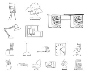 Vector design of furniture and work sign. Collection of furniture and home stock symbol for web.