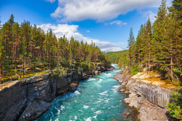 Ridderspranget ravine at Sjoa river Oppland Norway Scandinavia