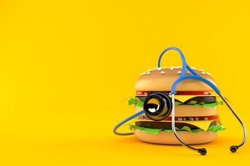 Cheeseburger with stethoscope