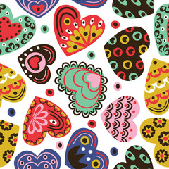 seamless pattern with vintage hearts  