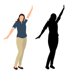 vector isolated silhouettes of girl rejoices