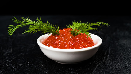 Red caviar close up. salmon caviar. Gourmet food