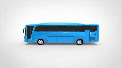 blue bus 3d white background