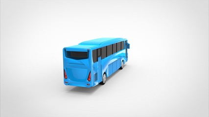 blue bus 3d white background