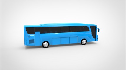 blue bus 3d white background